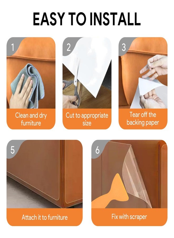 YONHTUTU 12 PCS Anti-Cat Scratch Furniture Protector, Designed for Leather Furniture, Anti Scratch Cat Couch Protector from Cats Claws with Scissors and Scraper, Cats Scratch Deterrent for Furnitures, No Pins - Image 4